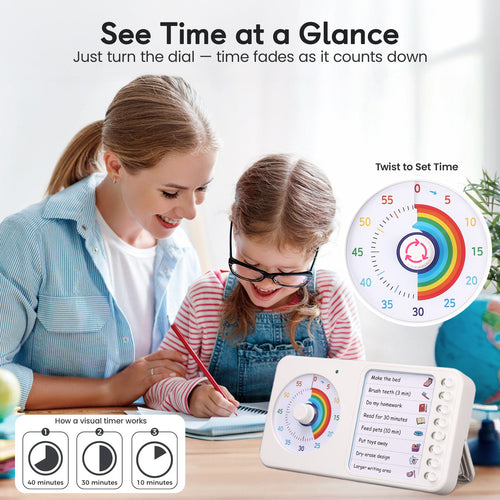 2 - in - 1 Visual Timer & Routine Board for Focus and Daily Tasks - Nikafly