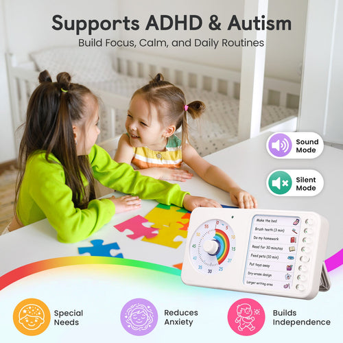2 - in - 1 Visual Timer & Routine Board for Focus and Daily Tasks - Nikafly