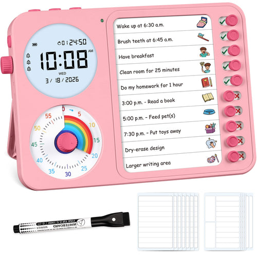 3 - in - 1 Visual Timer, Timer + Clock + Chore Board, ADHD tools - Nikafly