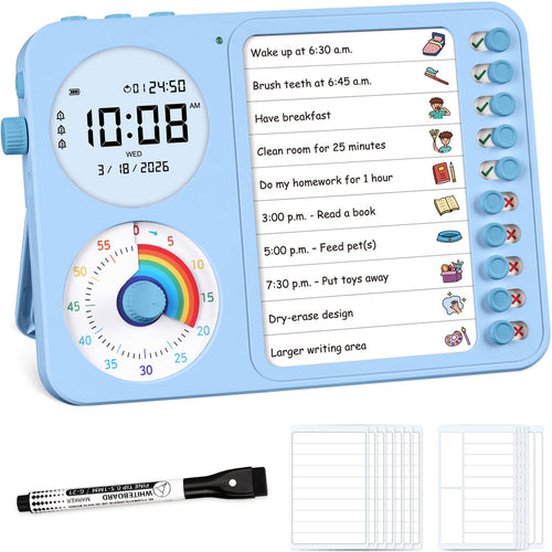 3 - in - 1 Visual Timer, Timer + Clock + Chore Board, ADHD tools - Nikafly