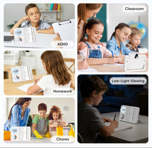 3 - in - 1 Visual Timer, Timer + Clock + Chore Board, ADHD tools - Nikafly