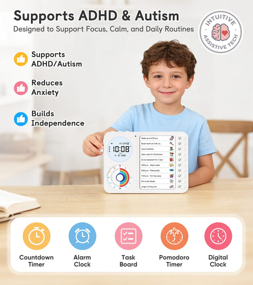 3 - in - 1 Visual Timer, Timer + Clock + Chore Board, ADHD tools - Nikafly